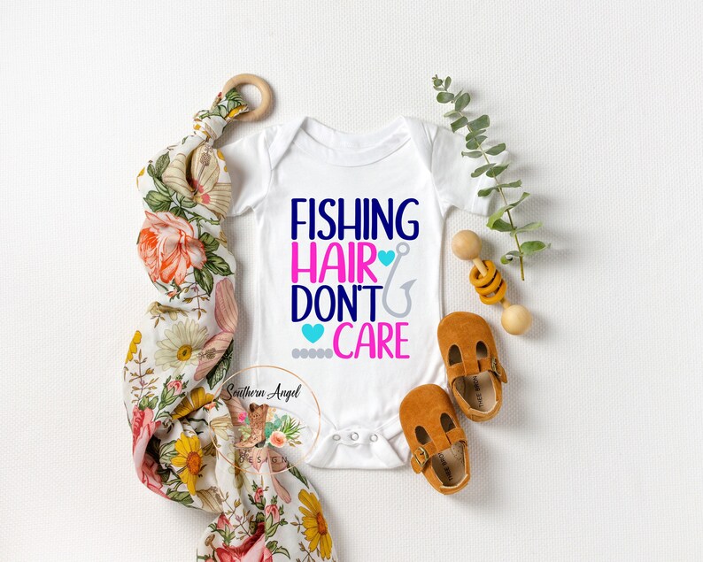 Toddler fishing shirt Baby shower Fishing hair don/'t care shirt Girls fishing shirt Country girl shirt Kids summer shirt