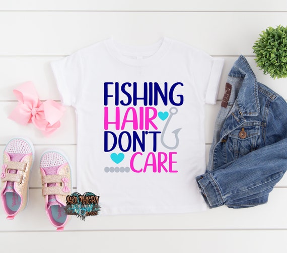 Fishing Hair Don't Care Shirt Kids Summer Shirt Country Girl Shirt Girls  Fishing Shirt Toddler Fishing Shirt Baby Shower 