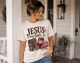 Jesus My Bible & Dr Pepper Shirt | Christian T-Shirt | Western Christian Tee | Bible Lover Shirt | Southern Faith Shirt | Christian Gift for