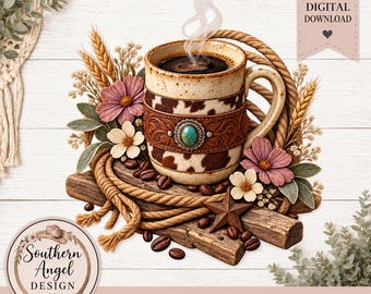 Coffee Mug PNG,  Western Coffee PNG, Concert Design, Ranch PNG, Farming, Country girl png, Cowgirl design, Southern svg