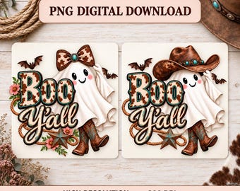 Halloween Boo Y’all  PNG,  Fall PNG, Autumn Design, Western Fall PNG, Country png, Cute Turquoise Fall Art