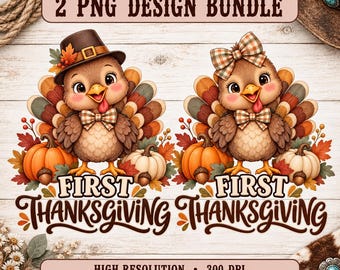 First Thanksgiving PNG, Autumn Design, Turkey Fall PNG, Country png, Cute Baby Fall Art, 1st Thanksgiving png