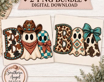 Halloween Boo PNG,  Fall PNG, Autumn Design, Western Fall PNG, Country png, Cute Turquoise Fall Art