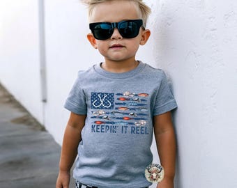 Camiseta infantil "Kids Keepin it reel", camiseta de pesca para niños, camiseta gráfica infantil, camiseta de verano para niños, camiseta de pesca infantil, conjunto de pesca para bebés, viaje de pesca