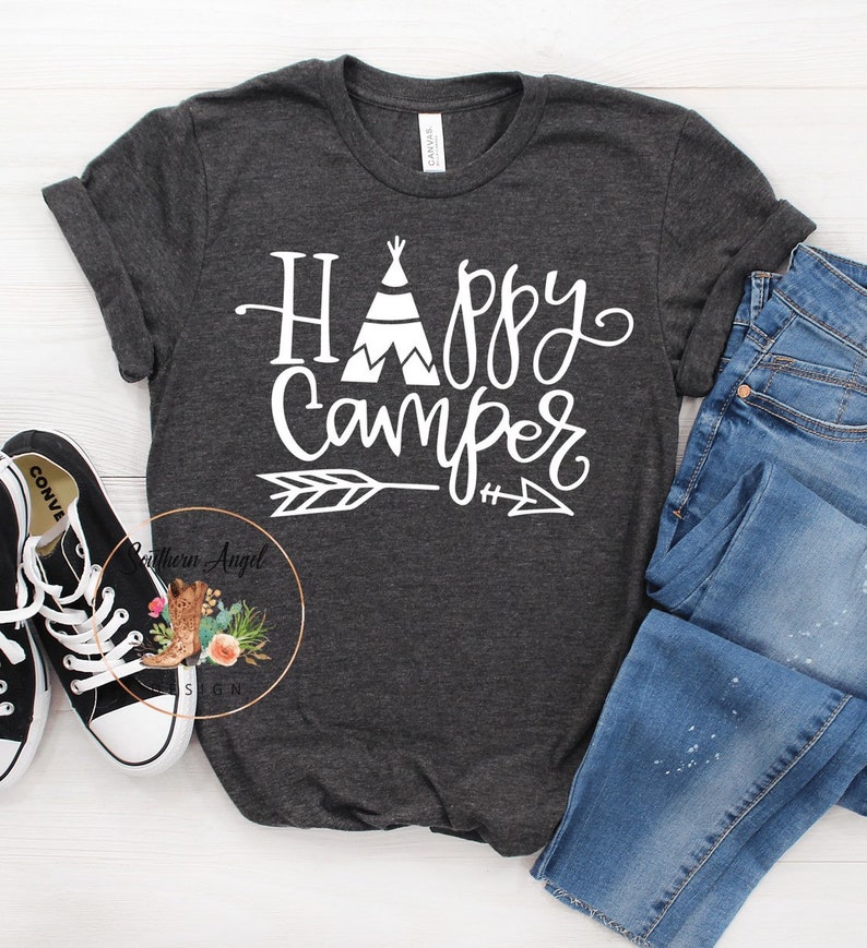 Women's Camping shirt Happy Camper shirt Camping trip Etsy