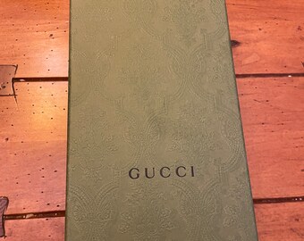 Authentic Gucci Empty Green Embossed Shoe Box. Designer. 12.5” x 7.5” x 4.5”. Gift Box. Decor. Storage Box.