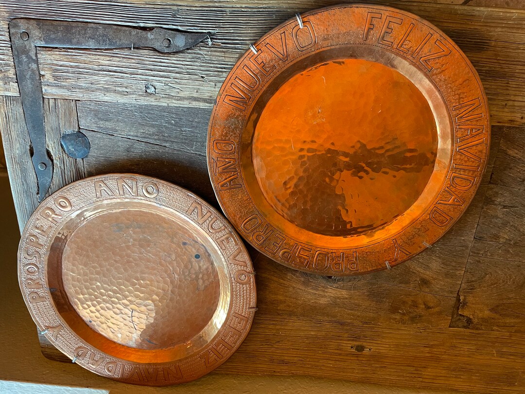 Set of 2 Solid Copper Decorative Plates. prospero Año Etsy