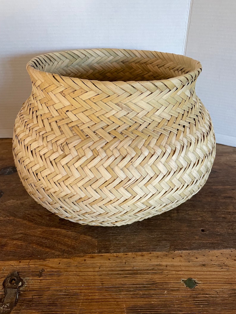 Vintage Raramuri Tarahumara Handwoven Double Weave Basket Native