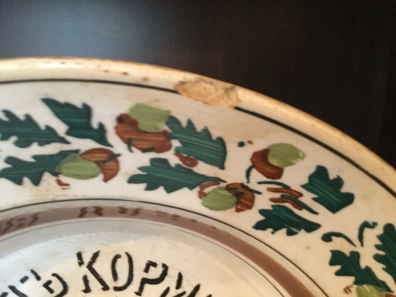 Antique 1910s Cabinet Plate Hand Painted Pink Flowers Pattern Russian Style Soviet Era