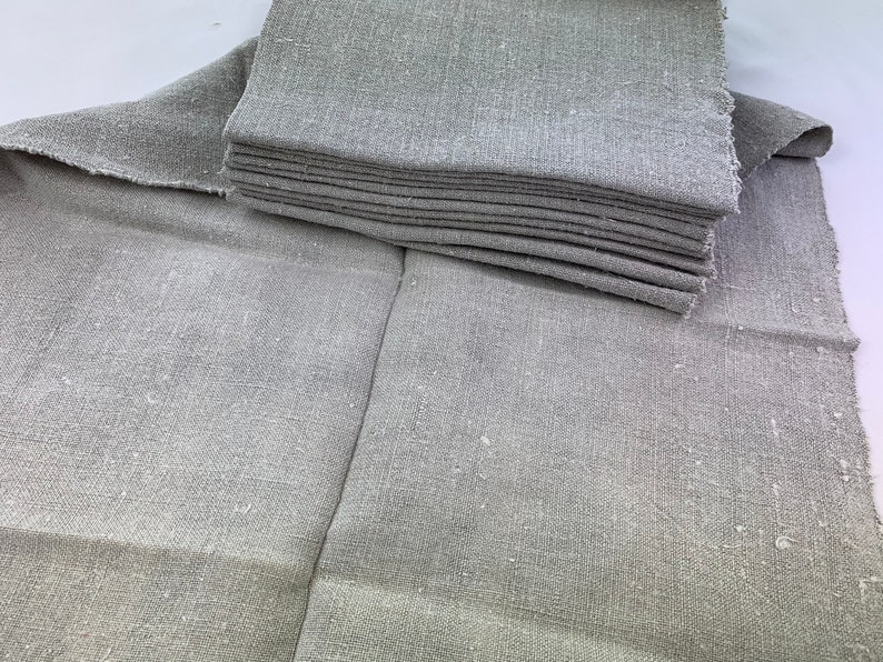 Homespun Linen Fabric Small Bale Handwoven Textile Old Farmhouse Rustic Decor