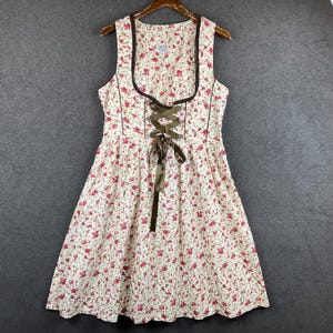 Vintage Dirndl Dress Austrian Bavaria Octoberfest Clothing Red Flowers Size 44 / L