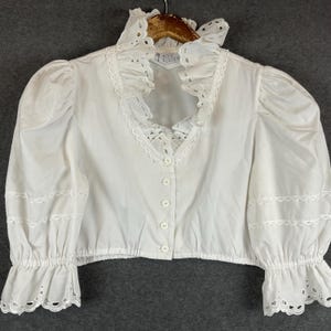 Vintage Dirndl Blouse Alpen Trachten Austria Bavaria Octoberfest Clothing Size L