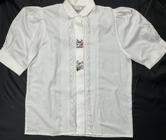 Vintage Dirndl Blouse Embroidered Austrian Blouse… - image 5