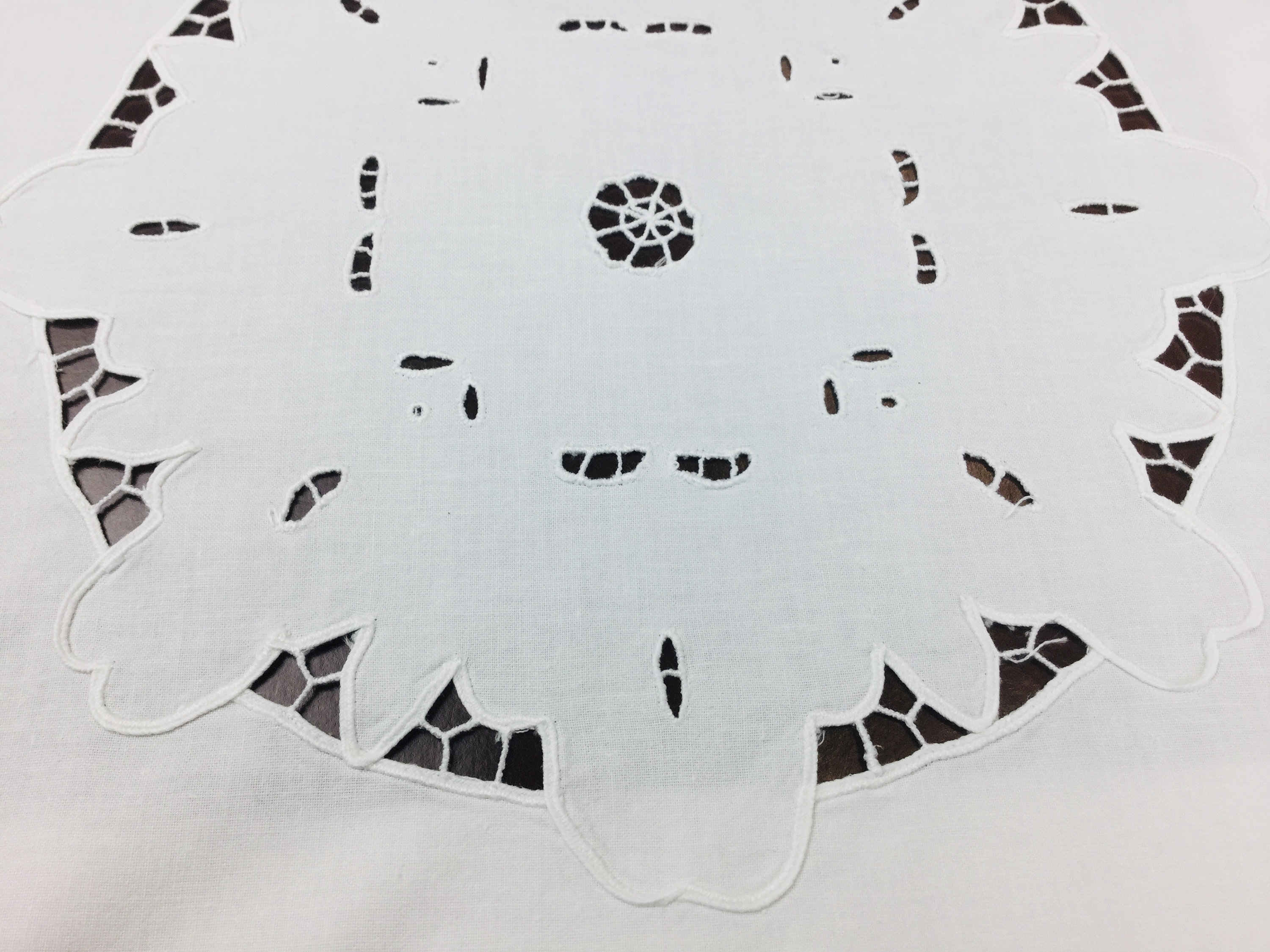 Vintage Embroidered Tablecloth Cut Work White Richelieu Etsy