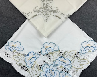 Vintage Embroidered Tablecloth Cut Work White Richelieu Embroidery Small Square Table Centerpiece