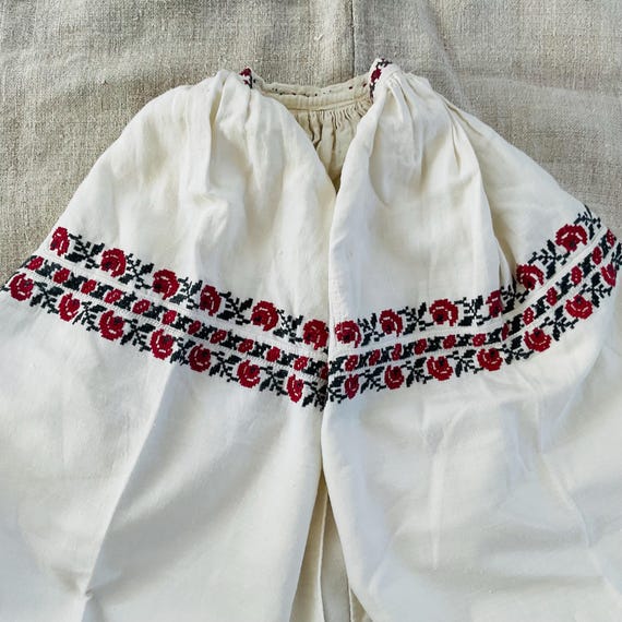 Antique Hand Embroidered Peasant Dress Handwoven Hemp Cotton Shirtdress Ukrainian Vyshyvanka Slavic Clothing