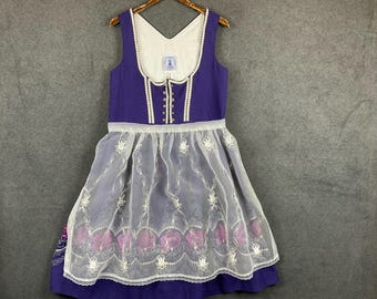 Vintage Dirndl Dress and Apron Austrian Trachten Clothing Bavaria Octoberfest Festival Size L