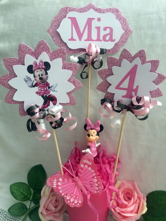 Personalised Minnie Mouse Centrepieceminnie Mouse Party Etsy