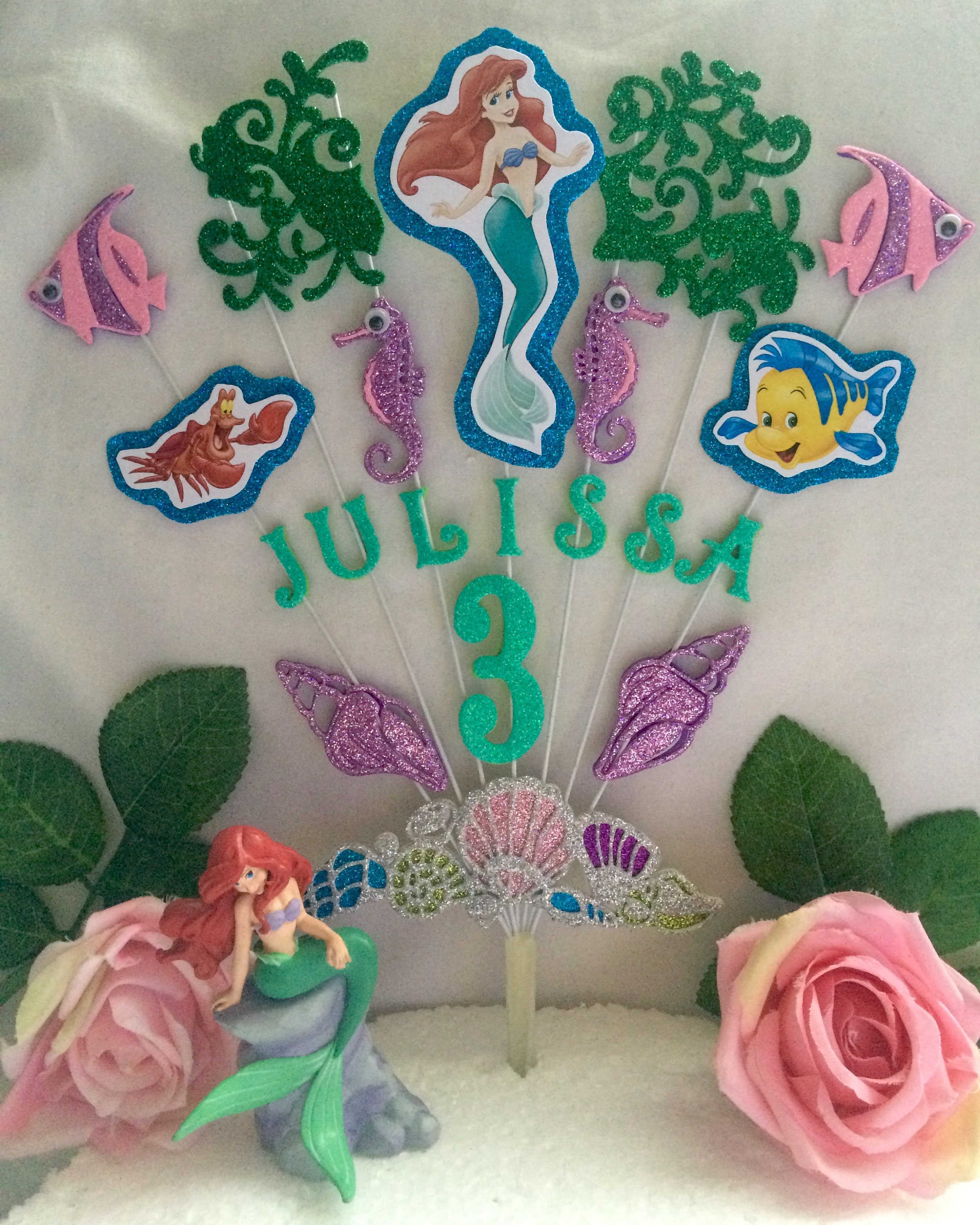 Personalised Little Mermaid Cake Topper Little Mermaid Party Etsy