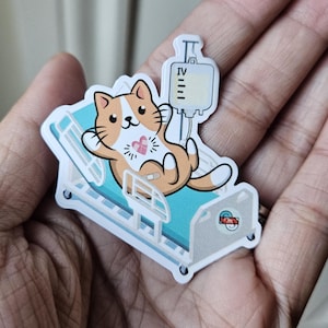 Kitty pour perfusion (IV, hôpital, médical, cadeau, mignon, rétablissement, encouragement, appareils fonctionnels, autocollants imperméables)
