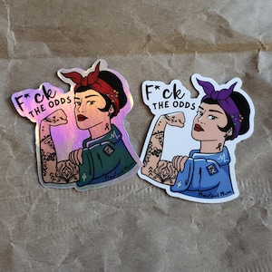 F*ck the Odds, Medical Mom Sticker (Medische levensaccessoires, medisch bewustzijn, medische mama, complexe zorg, waterdichte stickers)
