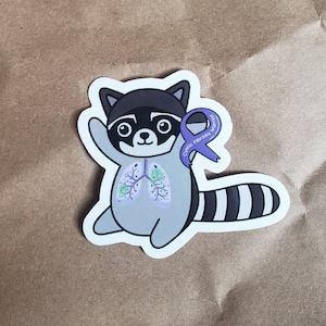 Cystic Fibrosis Conquering Raccoon (cronico, respiratorio, malattia, pacchetto di inclusione, bisogni speciali, vita medica, regalo, adesivo impermeabile)