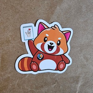 ASL Red Panda (handtekenen, visuele beperking, inclusie, blinden, handicaps, hulpmiddelen, medische levensaccessoires, waterdichte stickers)