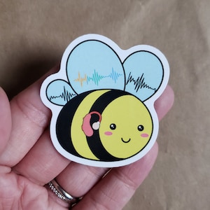 Hearing assisted Bumblebee  (Inclusion, Hearing loss, Aid, deaf, Bone conduction, Cochlear implant, Assistive Devices, Waterproof Stickers)