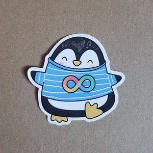 ASD Tornado Penguin (autismespectrumstoornis, autisme, neurodiversiteit, bewustzijn, acceptatie, medische levensaccessoires, waterdichte sticker)