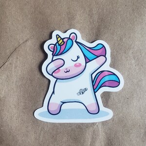 Dabbing Tubie Licorne, Licorne Tubie G-tube Bouton (Autocollants Imperméables)