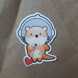 Space Otter Trach Tubiie (G-tube Button, Medizinisches Zubehör, Valentinstag, Enteral, Inklusion, besondere Bedürfnisse, wasserdichte Aufkleber)
