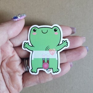 Großer Berliner Herz Frosch (Herz, KHK, Inklusion, Herz Narbe, OP Überlebende, Kampfwunde, Medizinisches Zubehör, Wasserdichte Aufkleber)