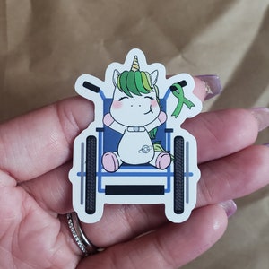 CP Strong Unicorn (infirmité motrice cérébrale, fauteuil roulant, alimentation entérale, tube g, trach, inclusion, appareil fonctionnel, vie médicale, autocollant étanche)
