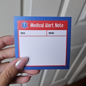 Medical Alert Post-it Note Pad (50 page, cute gift, teacher, nurse, special needs, additional, sticky notes)