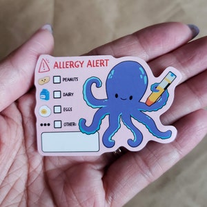 Calcomanía de identificación de alerta de alergia (paquete de inclusión, Epipen, Epi pen, alergia, alergias, anafilaxia, maní, dispositivos de asistencia, calcomanías a prueba de agua)