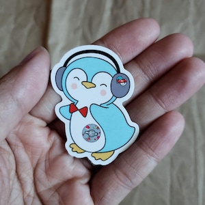 Winter Blue Tubie Penguin (vacanze, festività, Natale, alimentazione enterale, pulsante G-tube, adesivi impermeabili)