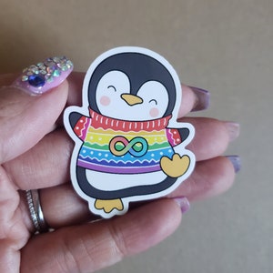 Sweater pinguïn ASS (autismespectrum, autisme, neurodiversiteit, trots, bewustzijn, acceptatie, medische accessoires, waterdichte sticker)
