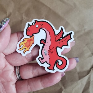 Dragon Puff the Tubie, dragon rouge, bouton tube G Tubie (autocollants imperméables)