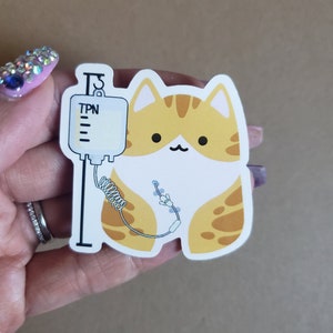 TPN Tabby Kitty (Central-Line, Assistive Devices, central venous catheter, Medical life accessories, Waterproof Stickers)