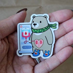 Dialysis Bear (Kidney, ESRD, Diabetes, Lupus, Urinary, Hemodialysis, Peritoneal , Assistive device, Medical life, Waterproof Sticker)