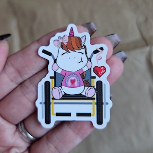 Wheely CHD Unicorn (Tubie, gtube, defecto cardíaco congénito, cardíaco, silla de ruedas, inclusión, accesorios de vida médica, pegatinas impermeables)