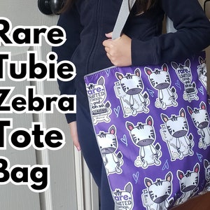 Rare Tubiie Zebra Tote Bag (Inclusion, special, additional needs, care gift, gtube, NG, gj, enteral feeding, TPN, rare disease, medical)
