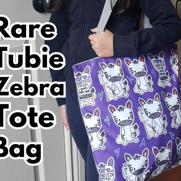 Rare Tubie Zebra Tote Bag (Inclusion, special, additional needs, care gift, gtube, NG, gj, enteral feeding, TPN, rare disease, medical life)