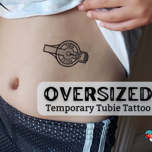 Tatuaggio a forma di tubo sovradimensionato, bottone del tubo gastrico (tatuaggio temporaneo)
