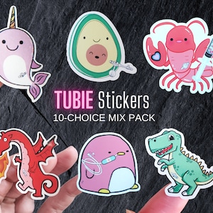Lot de 10 stickers Tubie Inspo, bouton tube G Tubie (autocollants étanches)