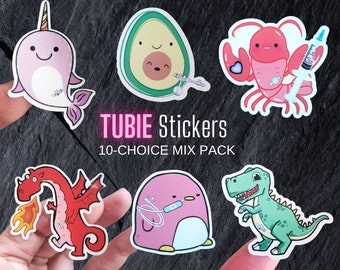 10 Mix Pack Tubie Inspo Stickers , Tubie G-tube Button (Waterproof Stickers)