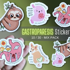Gastroparesis Awareness Mix Sticker Pack (GP, Medical, Tubie, Tube-feeding Waterproof Stickers)