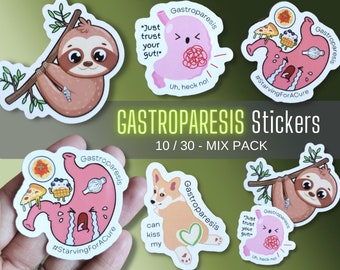 Gastroparesis Awareness Mix Sticker Pack (GP, Medical, Tubie, Tube-feeding Waterproof Stickers)