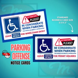 Informatiekaarten voor parkeerovertreders (rolstoel, toegankelijk, toegankelijkheid, representatie, mobiliteit, aandacht, bewustzijn, speciale behoeften)