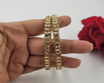 Par de brazaletes Polki de oro antiguo de 2.2, 2.4, 2.6 y 2.8 / Joyería india / Brazalete indio / Brazalete de oro / Joyería de Bollywood / Boda india